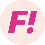 Logotyp för Feministiskt initiativ 2022, ljust persikofärgad cirkel med rosa bokstäver. Öppna som PNG eller som EPS.